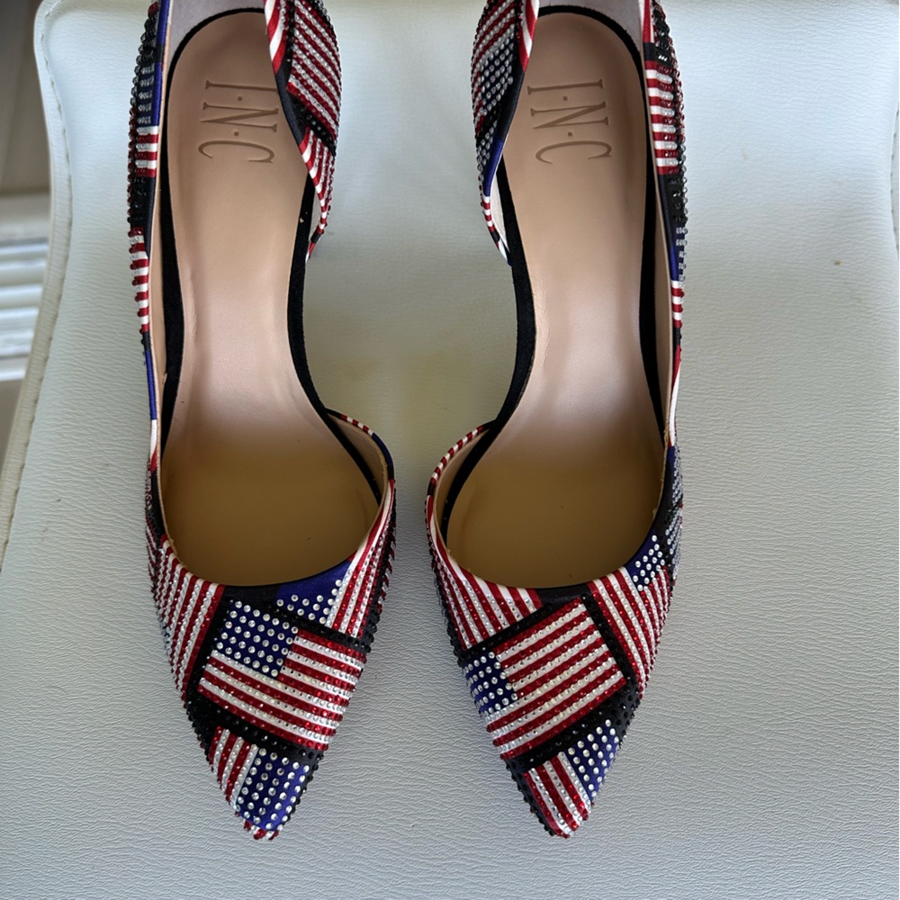 INC International Concepts Women's Star-Spangled Heels - Red, White, Blue